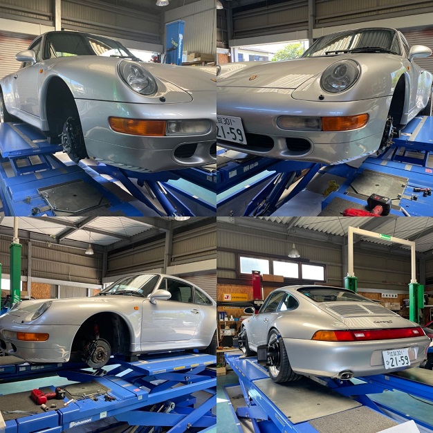 納車整備 ポルシェ993カレラS アライメント調整中 | ガレージクレヨン