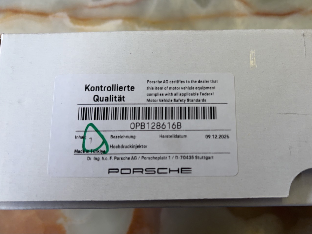 ポルシェ インジェクターの部品番号