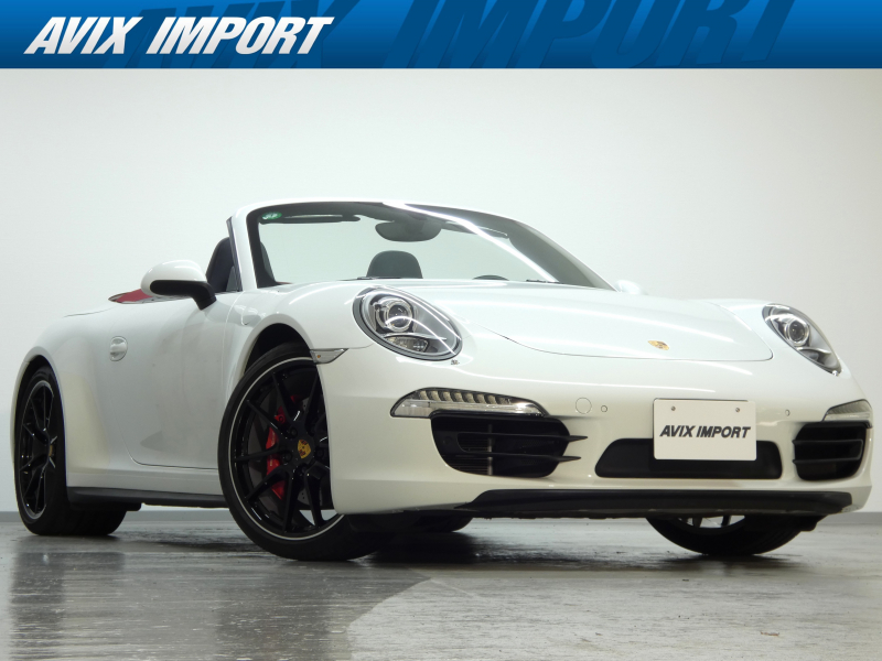 ポルシェ 911(Type991.1) 4S Cabriolet 前期最終型 水平対向6気筒(NA3.8L) 7速PDK 左H正規D車 赤幌 ｽﾎﾟｰﾂｸﾛﾉPKG 黒革 ｼｰﾄﾋｰﾀｰ 純正ﾅﾋﾞ Bｶﾒﾗ&PAS ｸﾙｺﾝ ﾊﾞｲｷｾﾉﾝHL 電格ﾐﾗｰ PASM＆PTVﾌﾟﾗｽ 赤ｷｬﾘﾊﾟｰ  純正20AW(ﾌﾞﾗｯｸ) 禁煙